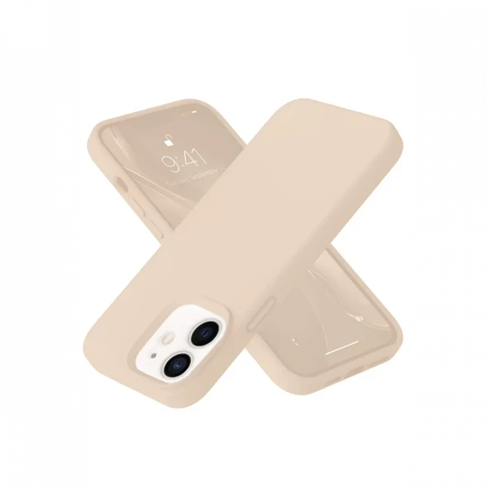 Newface Apple iPhone 12 Kılıf Nano içi Kadife Silikon - Pudra