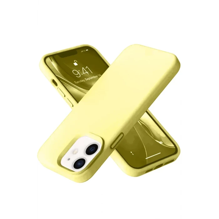 Newface Apple iPhone 12 Kılıf Nano içi Kadife Silikon- Sarı