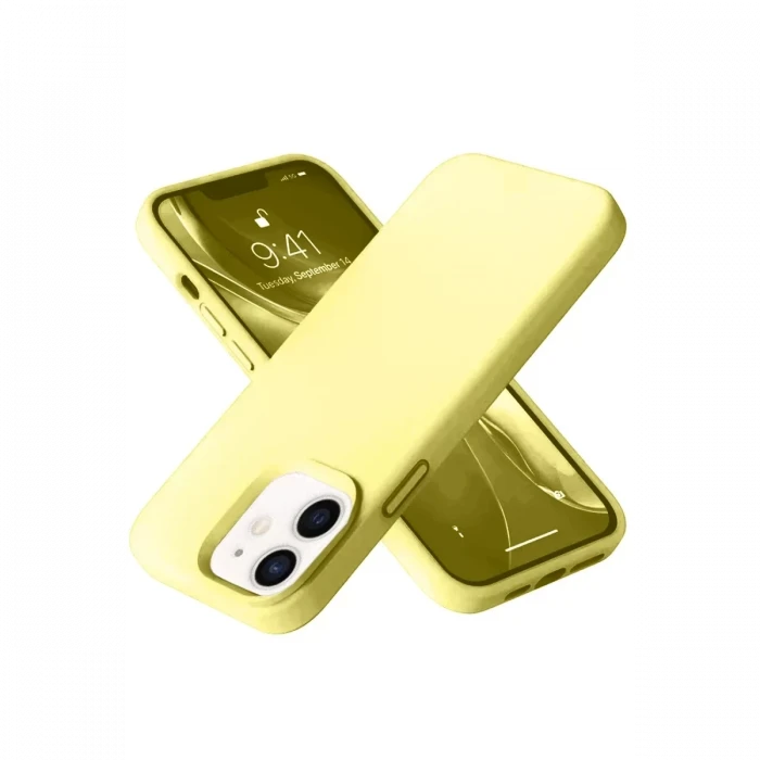 Newface Apple iPhone 12 Kılıf Nano içi Kadife Silikon- Sarı