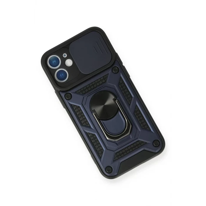 Newface Apple iPhone 12 Kılıf Pars Lens Yüzüklü Silikon - Lacivert