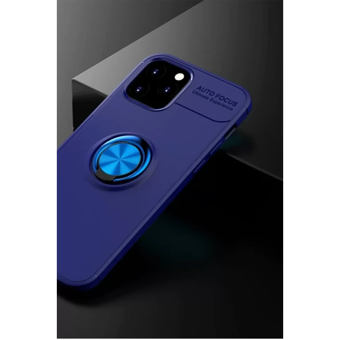 Newface Apple iPhone 12 Kılıf Range Yüzüklü Silikon - Mavi