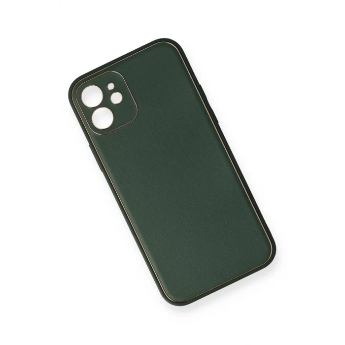 Newface Apple iPhone 12 Mini Kılıf Coco Deri Silikon Kapak - Yeşil