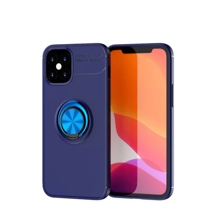 Newface Apple iPhone 12 Mini Kılıf Range Yüzüklü Silikon - Mavi