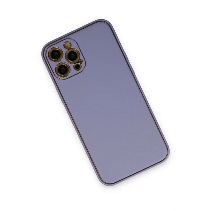 Newface Apple iPhone 12 Pro Kılıf Coco Deri Silikon Kapak - Açık Lila