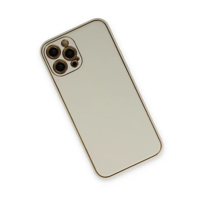 Newface Apple iPhone 12 Pro Kılıf Coco Deri Silikon Kapak - Beyaz