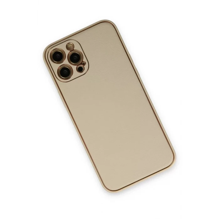 Newface Apple iPhone 12 Pro Kılıf Coco Deri Silikon Kapak - Gold