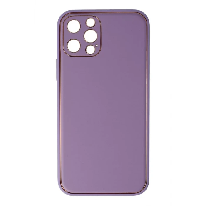 Newface Apple iPhone 12 Pro Kılıf Coco Deri Silikon Kapak - Lila