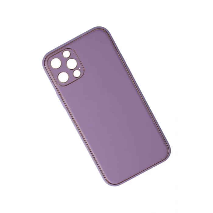 Newface Apple iPhone 12 Pro Kılıf Coco Deri Silikon Kapak - Lila