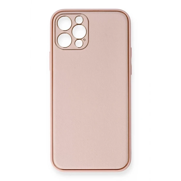 Newface Apple iPhone 12 Pro Kılıf Coco Deri Silikon Kapak - Pembe