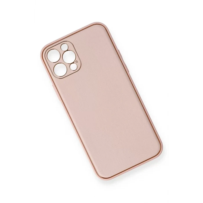 Newface Apple iPhone 12 Pro Kılıf Coco Deri Silikon Kapak - Pembe
