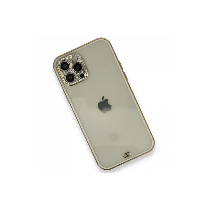 Newface Apple iPhone 12 Pro Kılıf Liva Taşlı Silikon - Beyaz