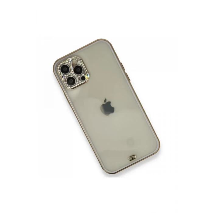 Newface Apple iPhone 12 Pro Kılıf Liva Taşlı Silikon - Mor