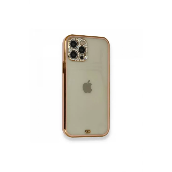 Newface Apple iPhone 12 Pro Kılıf Liva Taşlı Silikon - Pembe