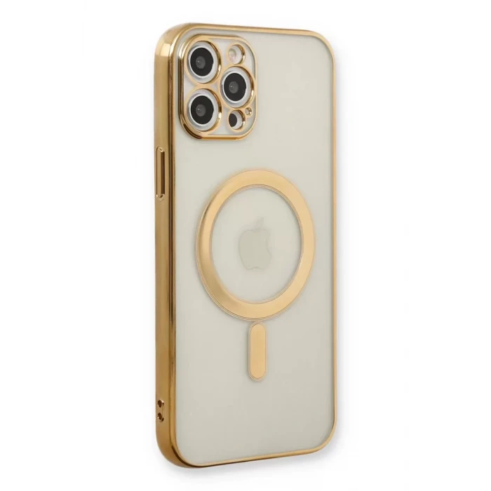 Newface Apple iPhone 12 Pro Kılıf Magneticsafe Lazer Silikon - Gold