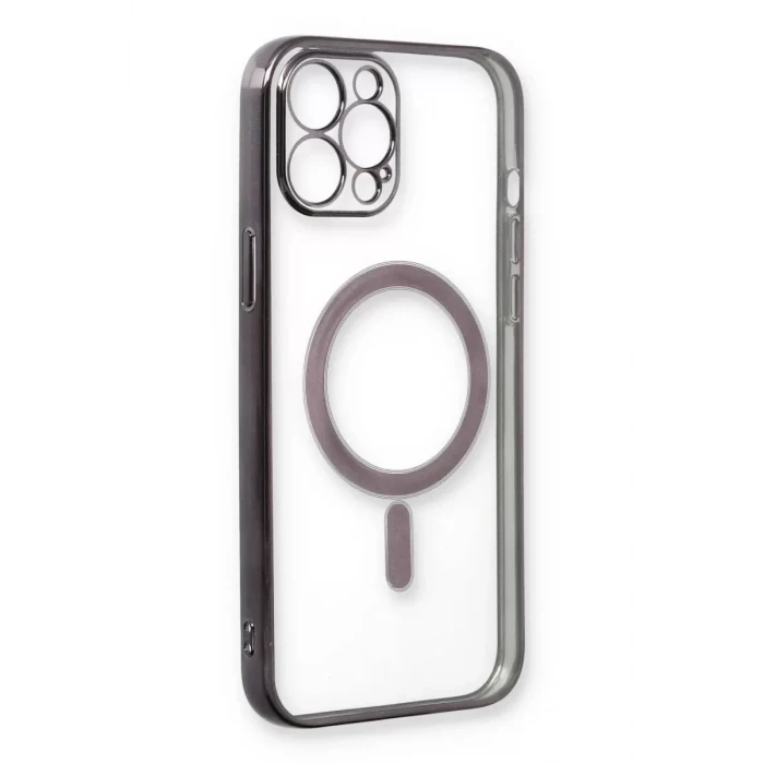 Newface Apple iPhone 12 Pro Kılıf Magneticsafe Lazer Silikon - Siyah