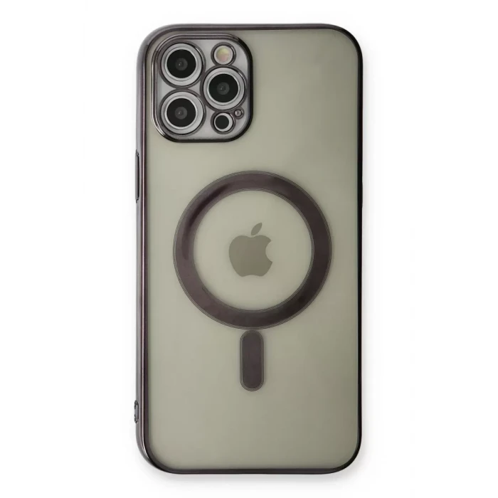 Newface Apple iPhone 12 Pro Kılıf Magneticsafe Lazer Silikon - Siyah