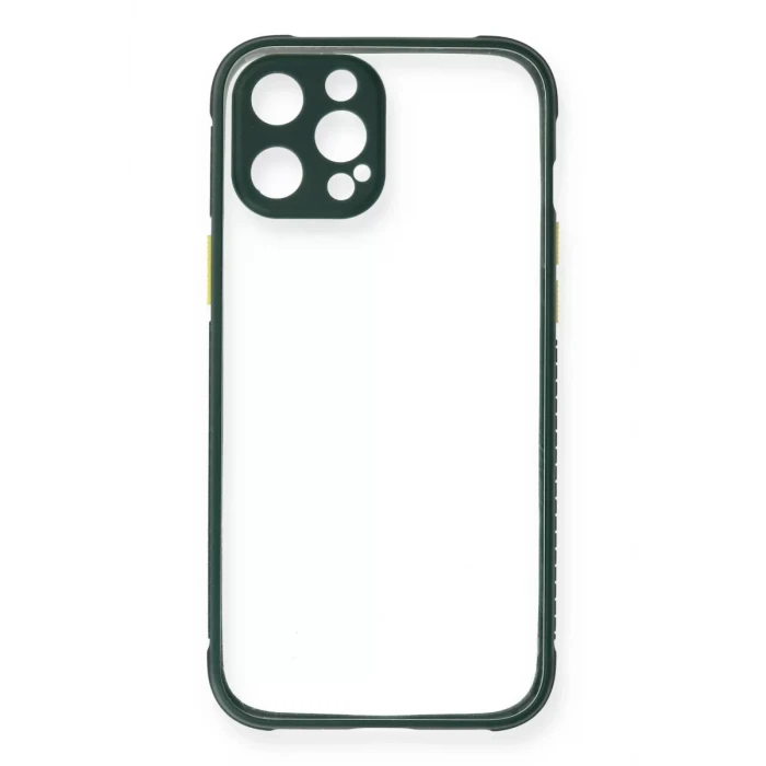 Newface Apple iPhone 12 Pro Kılıf Miami Şeffaf Silikon - Koyu Yeşil