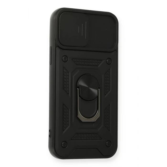 Newface Apple iPhone 12 Pro Kılıf Pars Lens Yüzüklü Silikon - Siyah