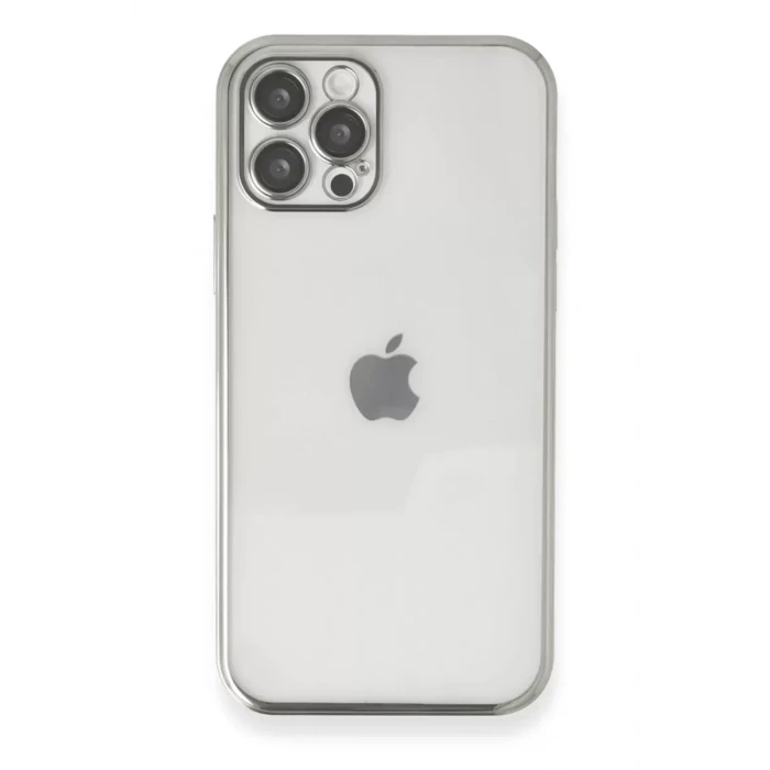 Newface Apple iPhone 12 Pro Kılıf Razer Lensli Silikon - Gümüş