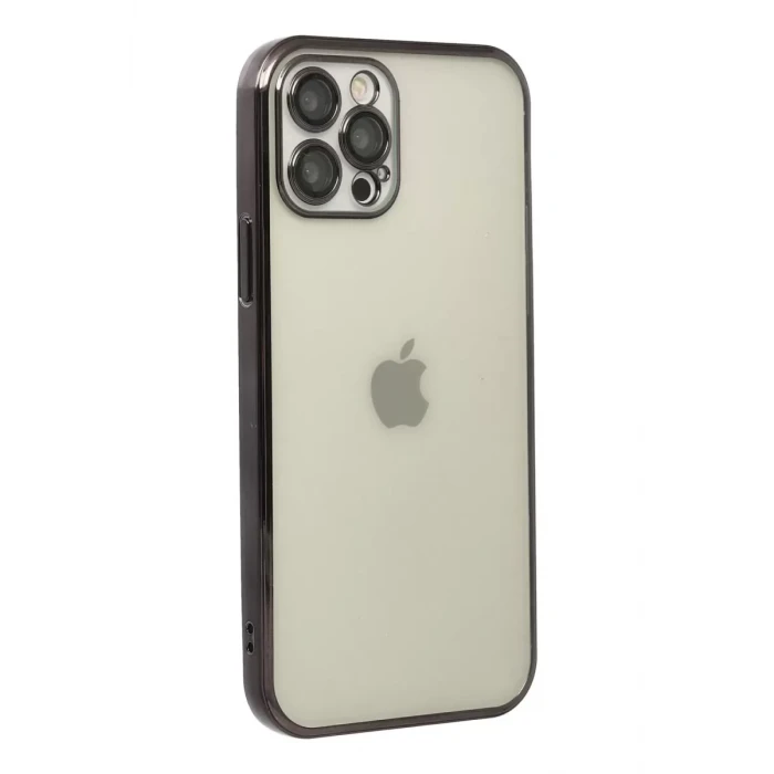 Newface Apple iPhone 12 Pro Kılıf Razer Lensli Silikon - Siyah