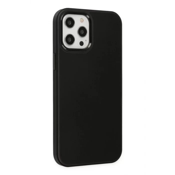 Newface Apple iPhone 12 Pro Max Kılıf Asya Deri Silikon - Siyah