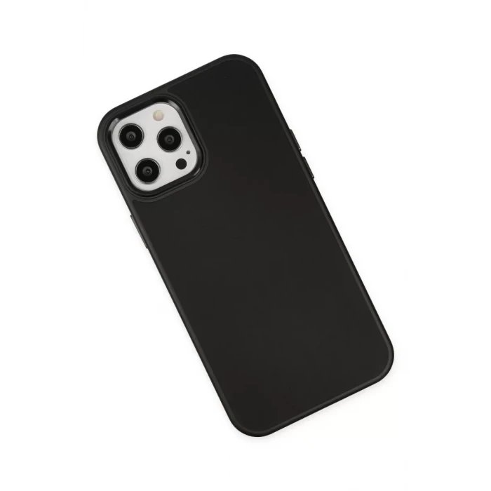 Newface Apple iPhone 12 Pro Max Kılıf Asya Deri Silikon - Siyah