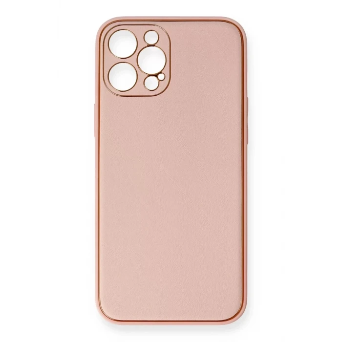 Newface Apple iPhone 12 Pro Max Kılıf Coco Deri Silikon Kapak - Pembe