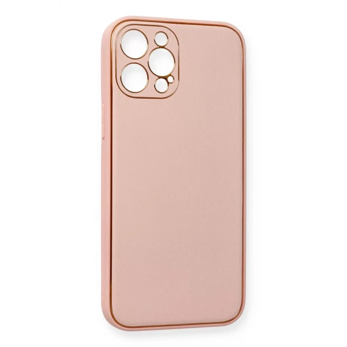 Newface Apple iPhone 12 Pro Max Kılıf Coco Deri Silikon Kapak - Pembe