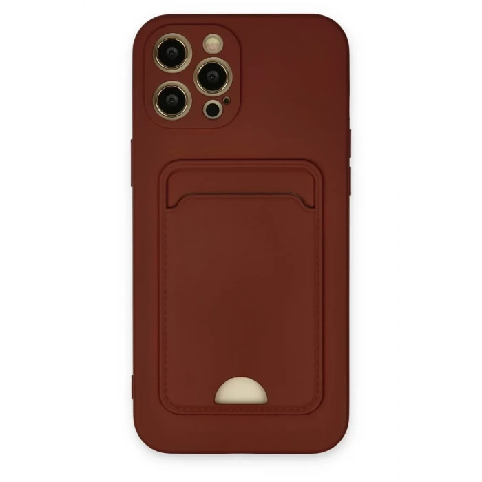 Newface Apple iPhone 12 Pro Max Kılıf Kelvin Kartvizitli Silikon - Bordo