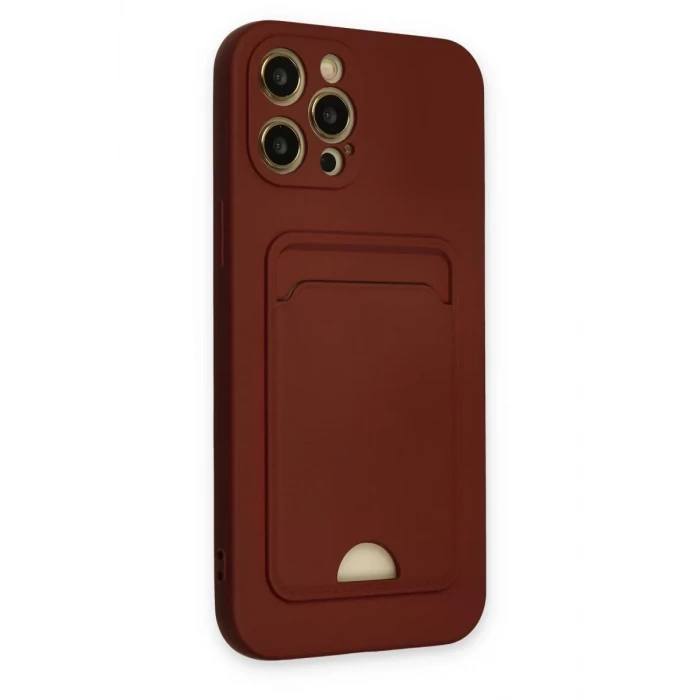 Newface Apple iPhone 12 Pro Max Kılıf Kelvin Kartvizitli Silikon - Bordo