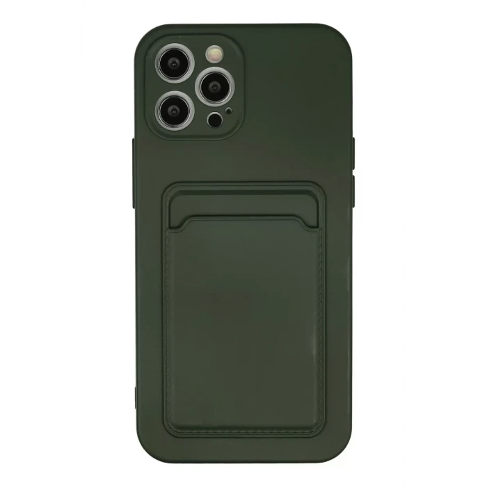 Newface Apple iPhone 12 Pro Max Kılıf Kelvin Kartvizitli Silikon - Koyu Yeşil