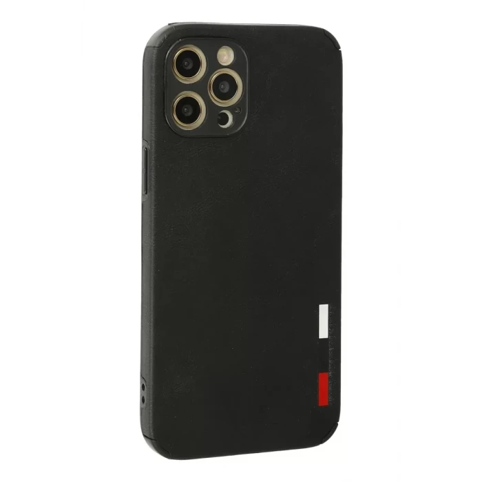 Newface Apple iPhone 12 Pro Max Kılıf Loop Deri Silikon - Siyah
