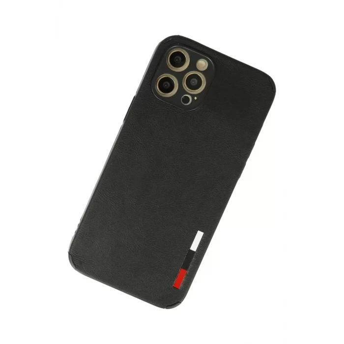 Newface Apple iPhone 12 Pro Max Kılıf Loop Deri Silikon - Siyah