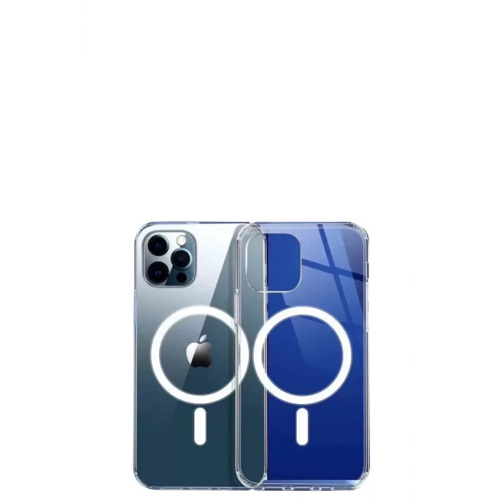 Newface Apple iPhone 12 Pro Max Kılıf Magneticsafe Şeffaf Silikon - Şeffaf