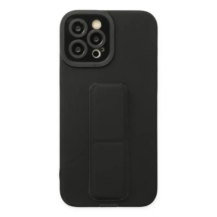 Newface Apple iPhone 12 Pro Max Kılıf Mega Standlı Silikon - Siyah
