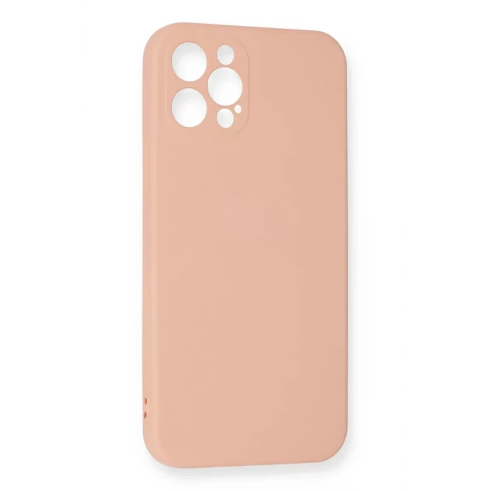 Newface Apple iPhone 12 Pro Max Kılıf Nano içi Kadife Silikon - Pudra