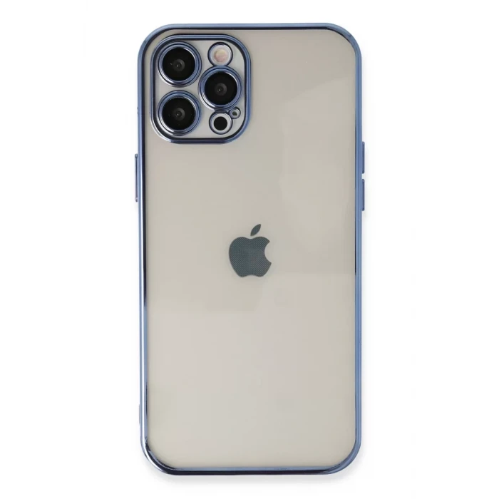 Newface Apple iPhone 12 Pro Max Kılıf Razer Lensli Silikon - Açık Mavi