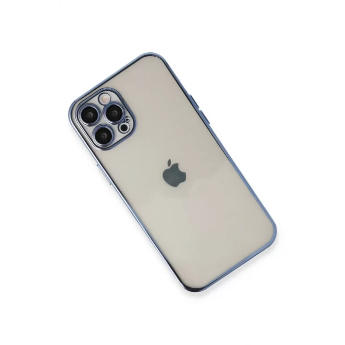 Newface Apple iPhone 12 Pro Max Kılıf Razer Lensli Silikon - Açık Mavi