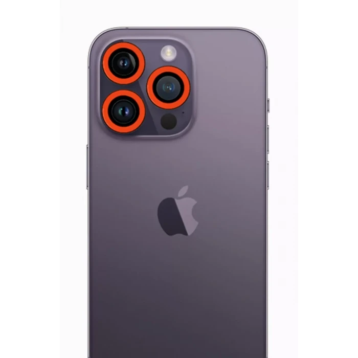 Newface Apple iPhone 12 Pro Max Neon Fosforlu Kamera Lens - Turuncu