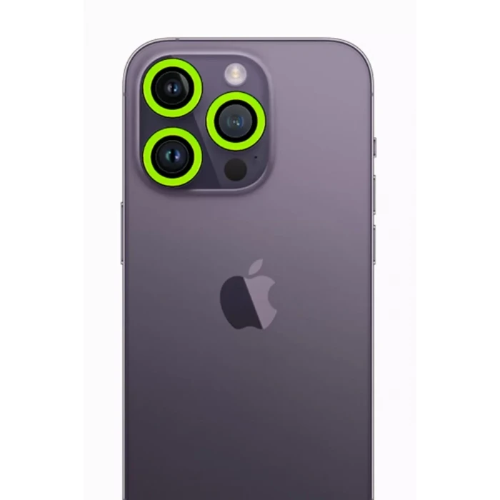 Newface Apple iPhone 12 Pro Max Neon Fosforlu Kamera Lens - Yeşil