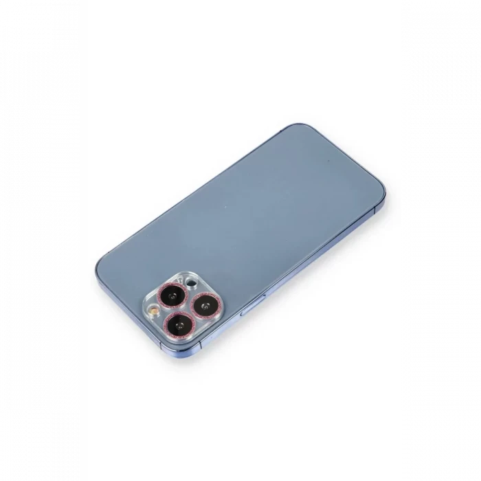 Newface Apple iPhone 12 Pro Max Shine Kamera Lens Koruma Cam - Pembe