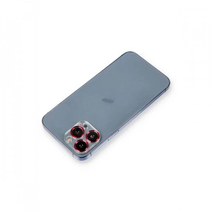 Newface Apple iPhone 12 Pro Metal Kamera Lens Koruma Cam - Kırmızı