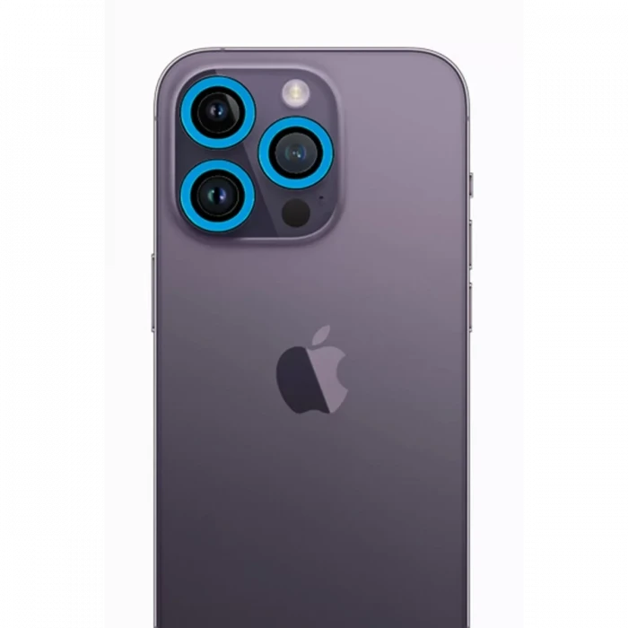 Newface Apple iPhone 12 Pro Neon Fosforlu Kamera Lens - Mavi