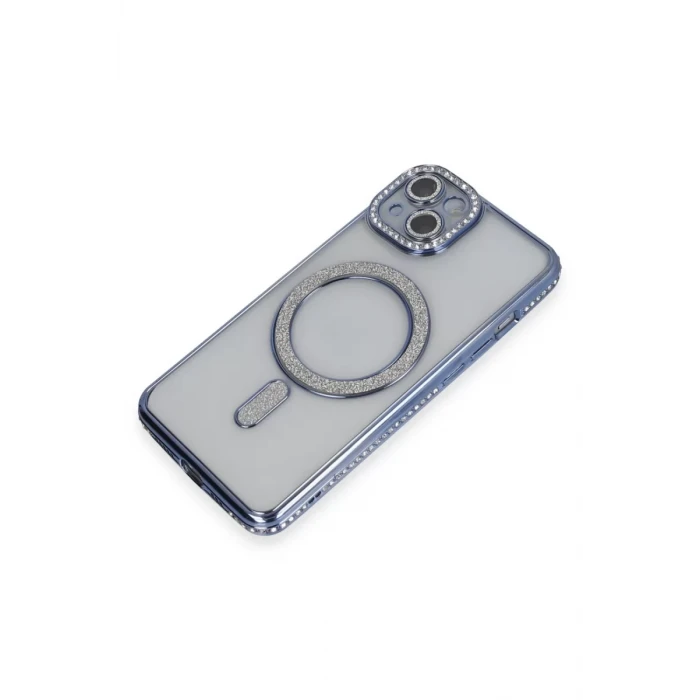 Newface Apple iPhone 13 Kılıf Joke Simli Magneticsafe Kılıf - Mavi