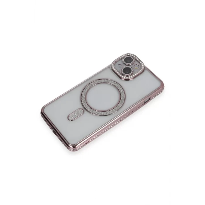 Newface Apple iPhone 13 Kılıf Joke Simli Magneticsafe Kılıf - Pembe