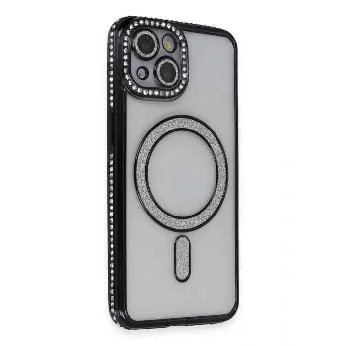 Newface Apple iPhone 13 Kılıf Joke Simli Magneticsafe Kılıf - Siyah