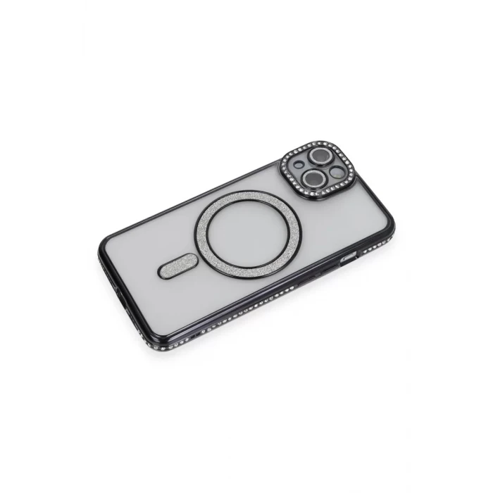 Newface Apple iPhone 13 Kılıf Joke Simli Magneticsafe Kılıf - Siyah