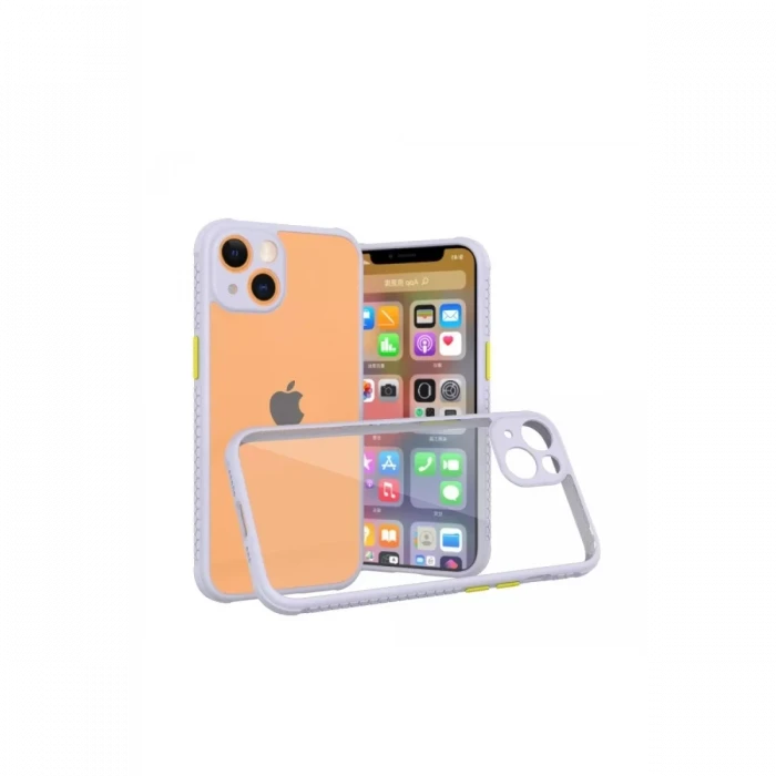 Newface Apple iPhone 13 Mini Kılıf Miami Şeffaf Silikon - Lila