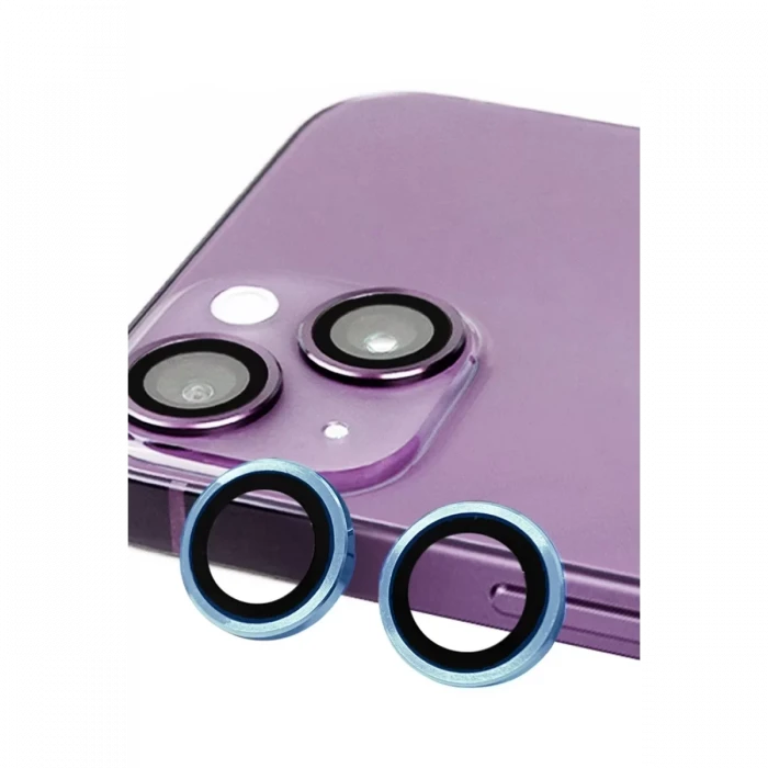 Newface Apple iPhone 13 Mini Raze Metal Kamera Lens - Mavi