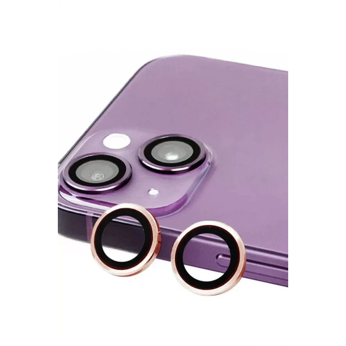 Newface Apple iPhone 13 Mini Raze Metal Kamera Lens - Pembe